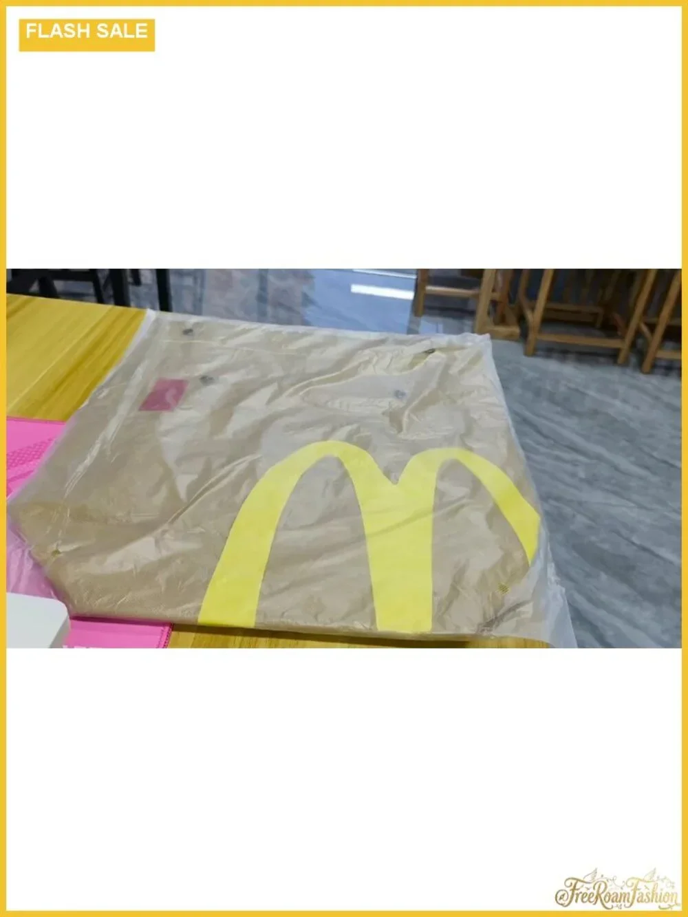 Vintage Fast Food Canvas Roll Top Backpack Tote Adjustable Straps